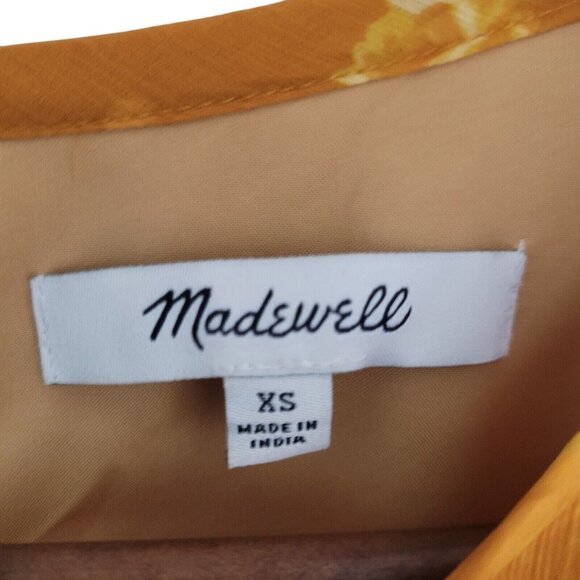 Madewell Ruffle Shoulder Peplum Top Womens Size XS Tonal Botanical Boho Peasant - Picture 7 of 8